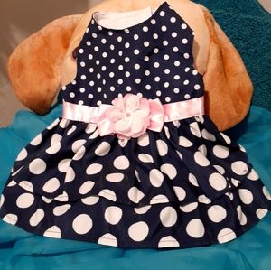 Navy & Pink Flowered Doggie Dress